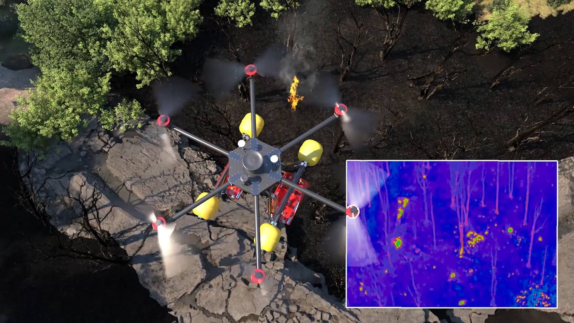 Film d'animation synthèse Fly control Drone Pompier Beview Bordeaux 