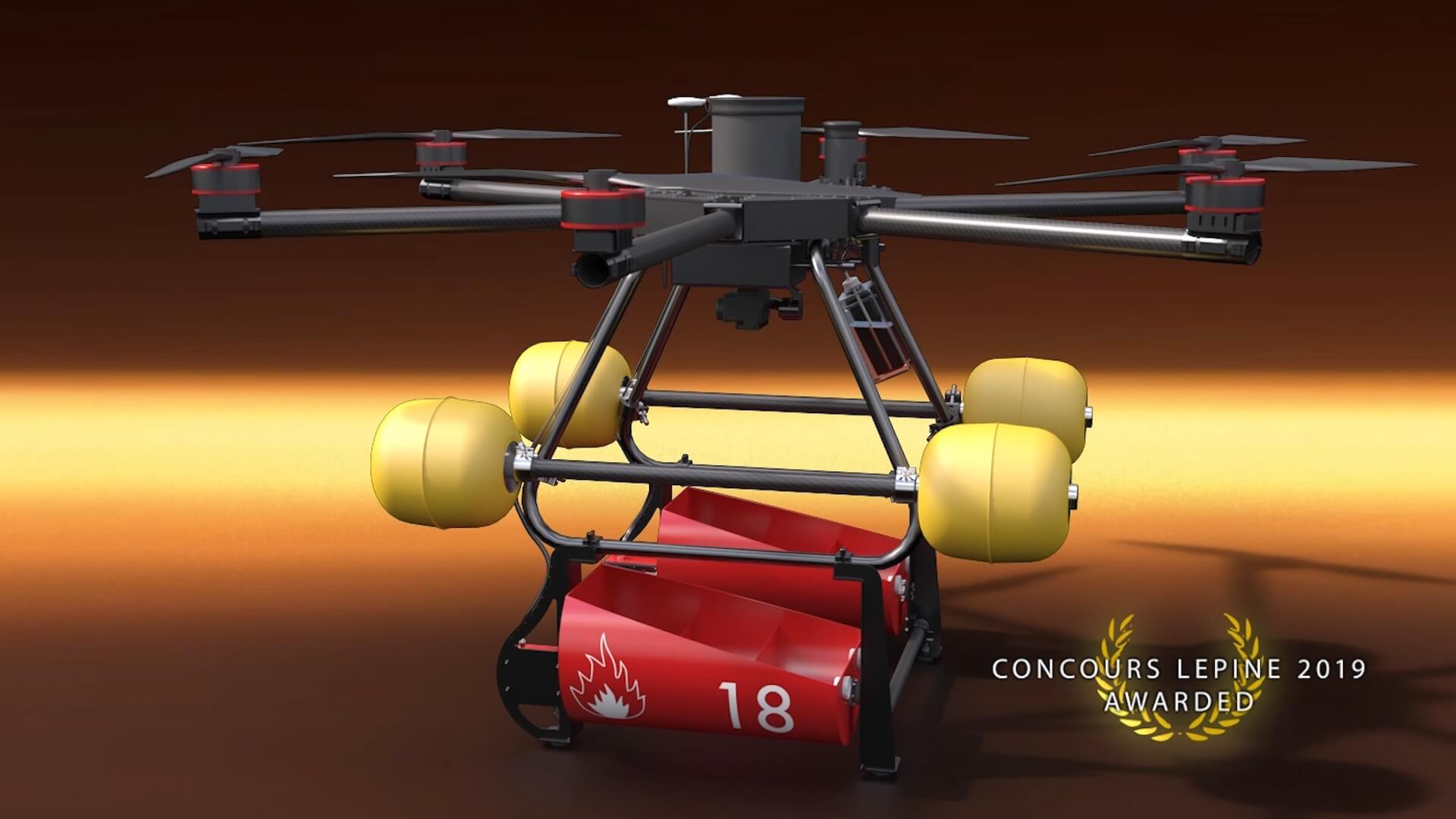 Film d'animation synthèse Fly control Drone Pompier Beview Bordeaux 